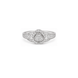 18K White Gold Ring with Shining Gemstones Design