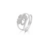 18K White Gold Ring with Two-Tone Double Band Design
