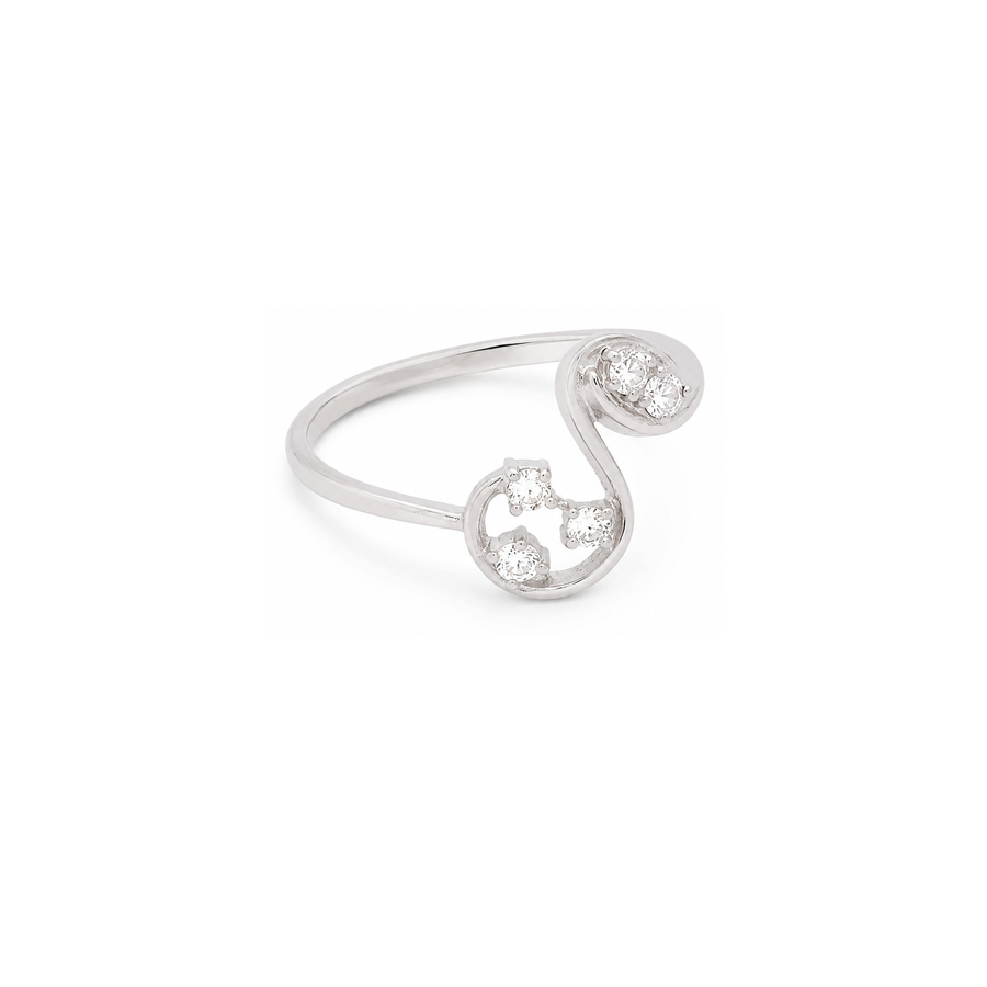 18K White Gold Ring with Anello Paved Open Design