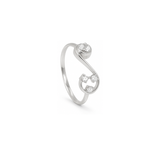 18K White Gold Ring with Open Band and Paved Sparkling Stones Design