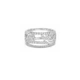 18K White Gold Ring with Ornate Design