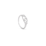 18K White Gold Ring with Open Shining Gemstones Design