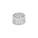 18K White Gold Ring with Ornate Design
