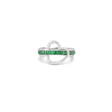 18K White Gold Ring with Shining Gemstones Design In Colorful