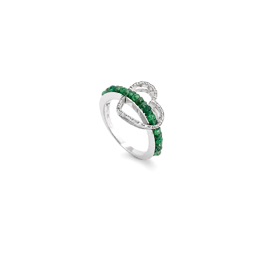18K White Gold Ring with Shining Gemstones Design In Colorful