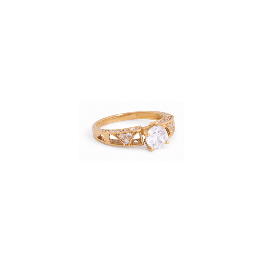 18K Gold Ring with Central Gemstone Design In White