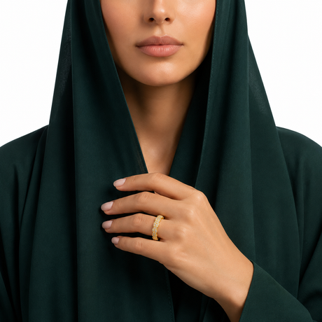 دبلة ذهب عيار 18 لافير بفصوص