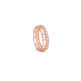 18K Gold Wedding Band with Paved Sparkling Stones Design