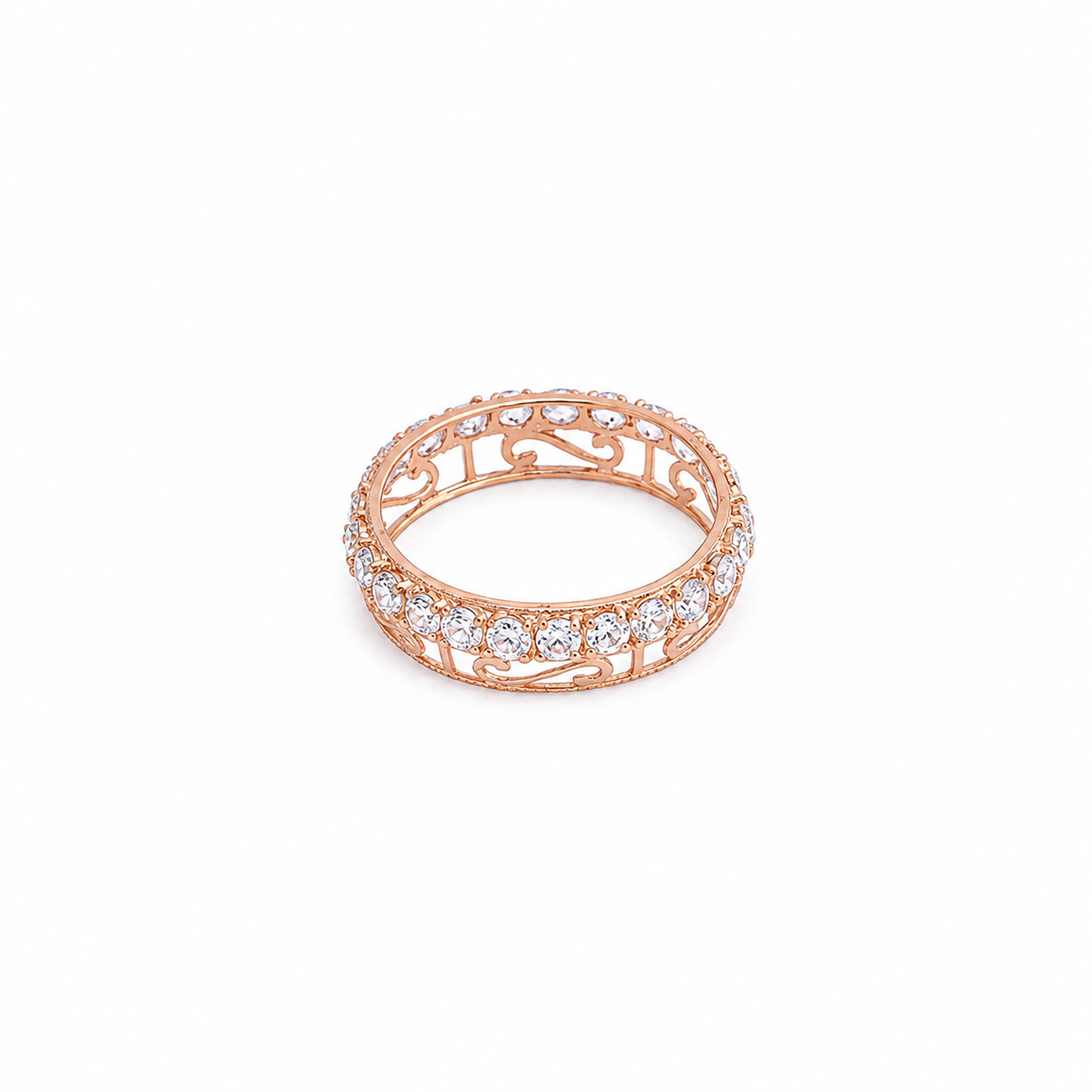 18K Gold Luster Ring with Gemstones