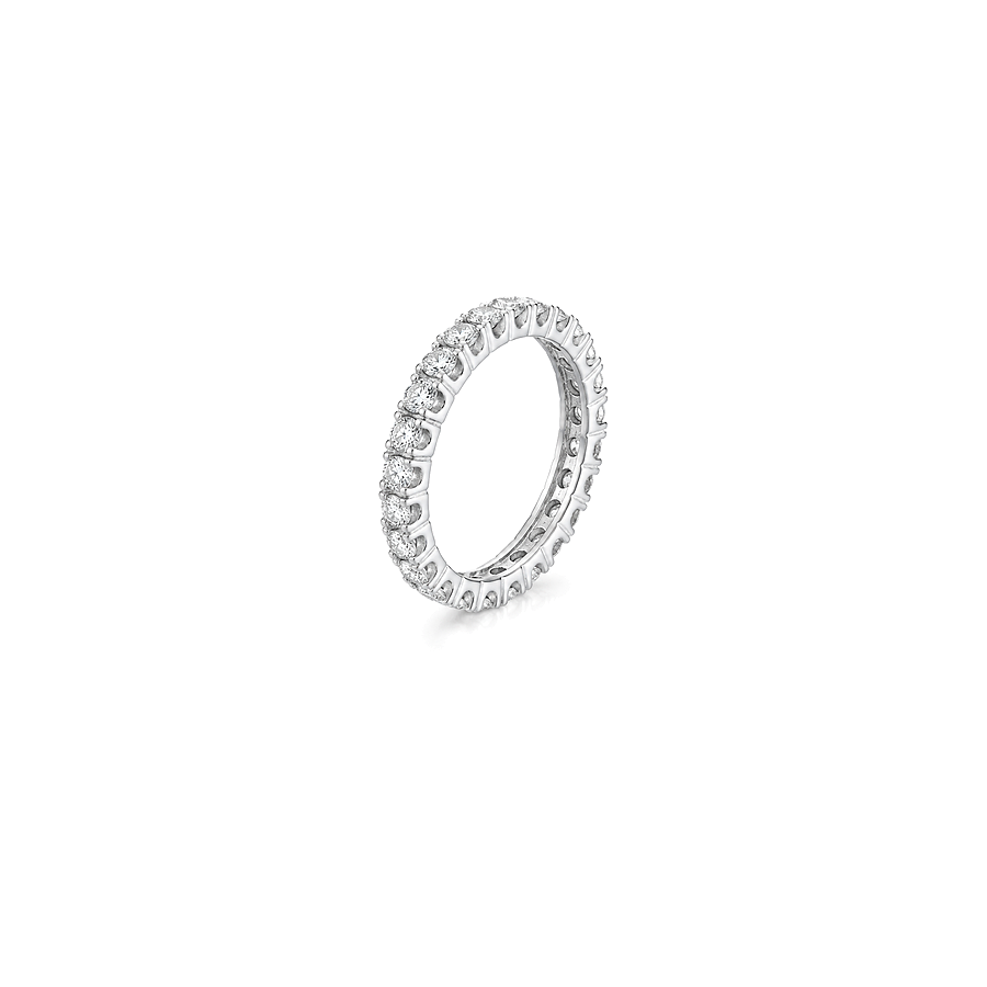 18K White Gold Wedding Band with Paved Sparkling Stones Design