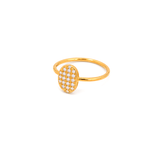 18K Gold Ring with Paved Oval Design