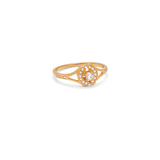 18K Gold Ring with Paved Oval Stone Design