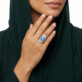 خاتم ذهب عيار 18 بدرجات ألوان زرقاء