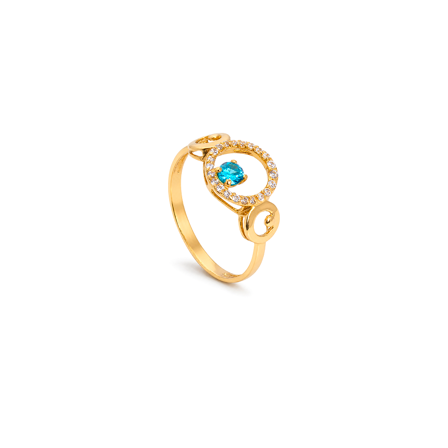 18K Gold Ring with Turquoise Stone Design
