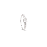 18K White Gold Ring with Shiny Square Stone Design