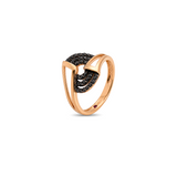 18K Gold Ring with Black Stone Design