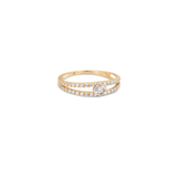 18K Gold Ring with Double Rows Flower Stone Design