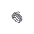 18K Gold Tunes Ring with Two Layer Design and Shiny Stones
