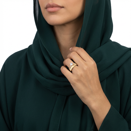 خاتم توينز  عيار 18 بتصميم مزدوج