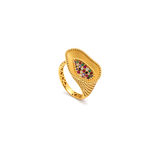 18K Gold Ring with Colorful Oval Paved Stones Design