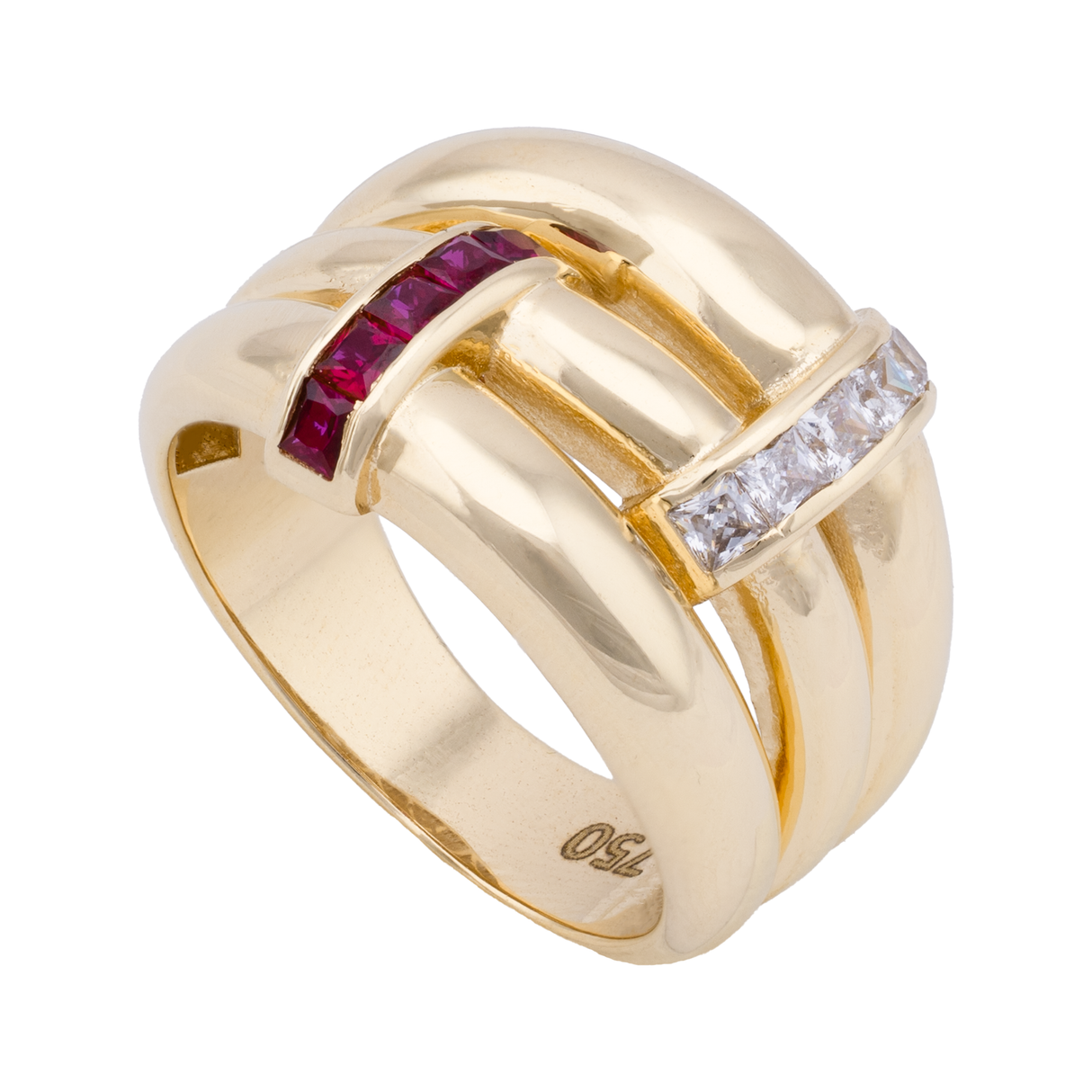 18K Gold Ring with Contemporary Triple Design