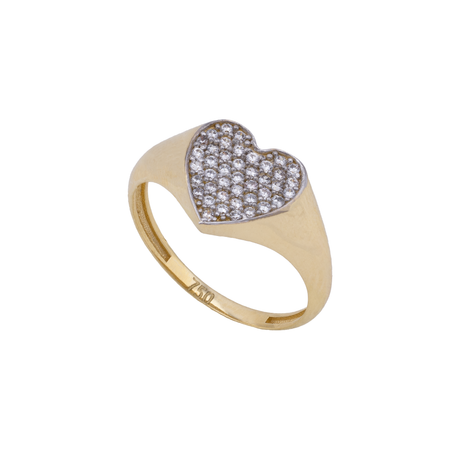 18K Gold Ring with Heart Design