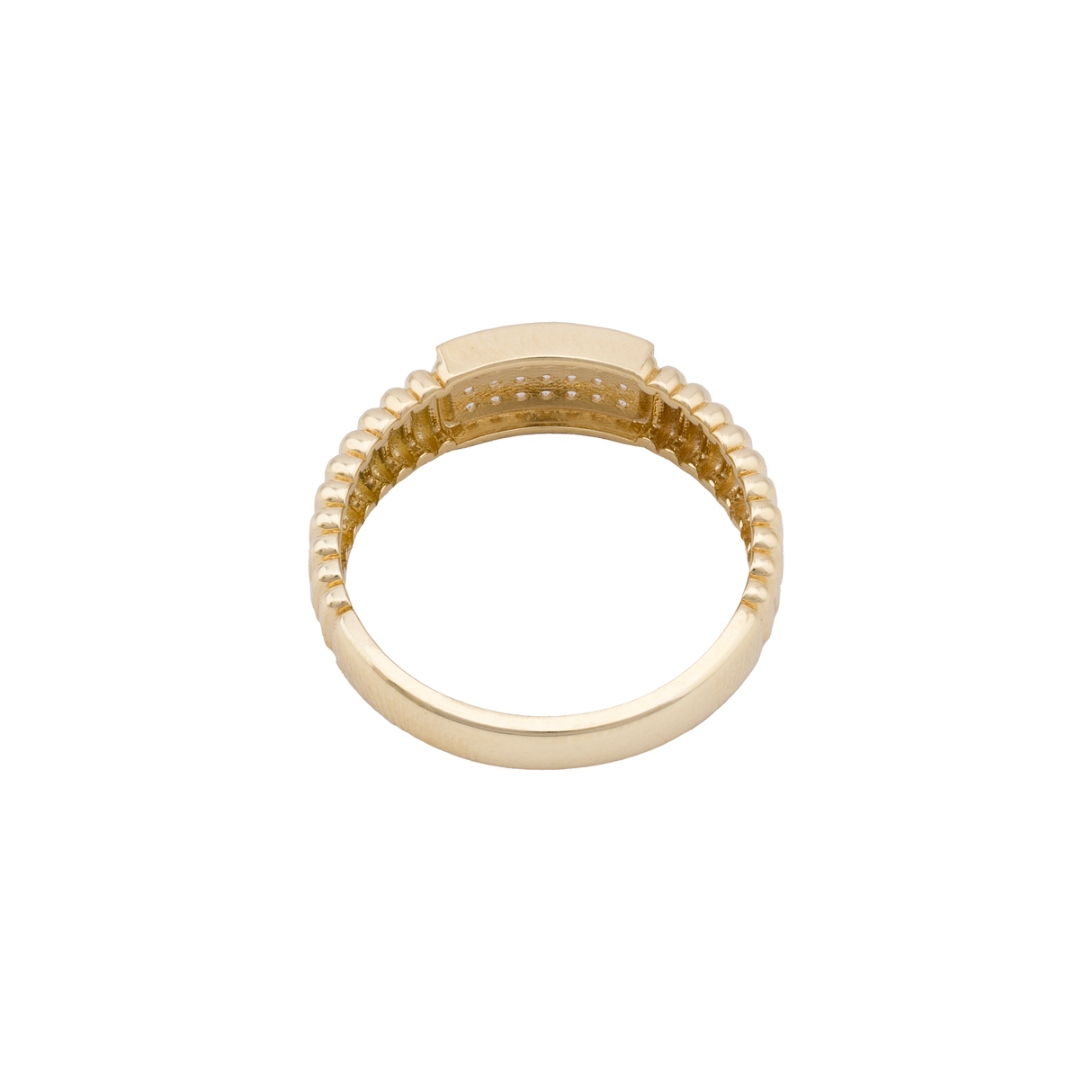 18K Gold Ring with Ribbed Edges