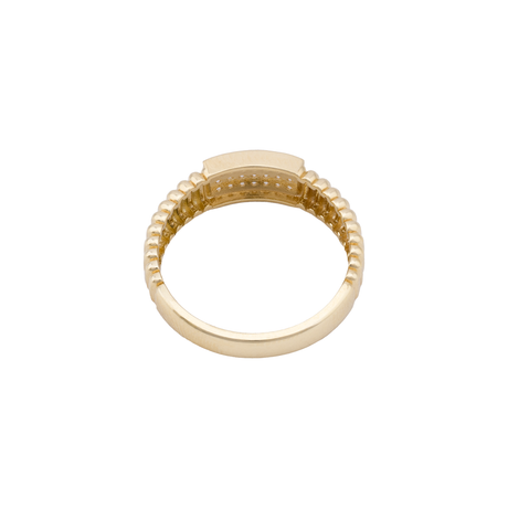 18K Gold Ring with Ribbed Edges