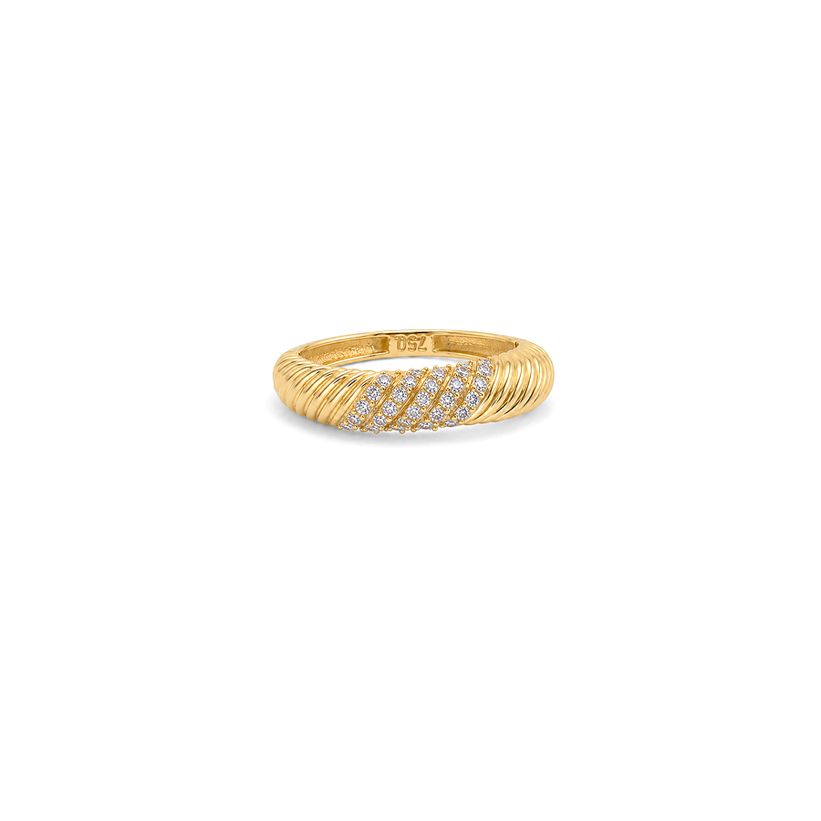 18K Gold Ring with Paved Rows Design