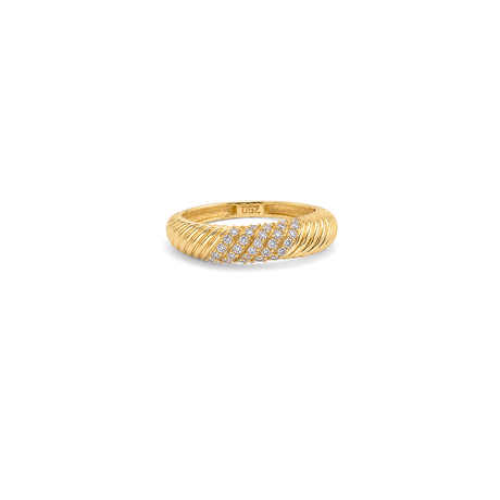 18K Gold Ring with Paved Rows Design