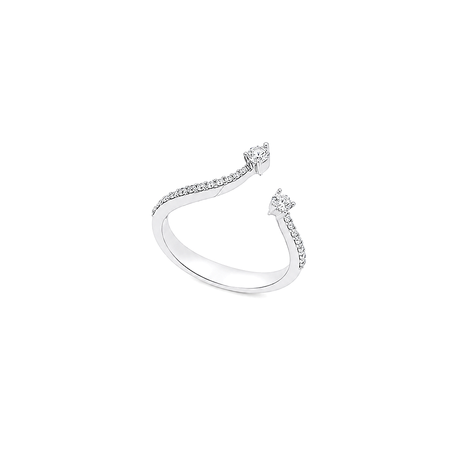 18K White Gold Ring with Contemporary Open Design