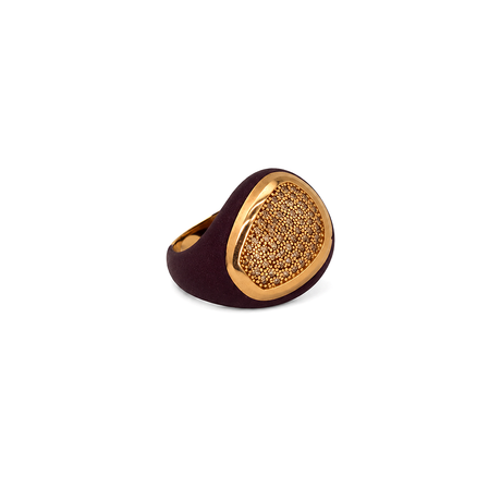 18K Gold Ring with Sorrel Wide Paved Design