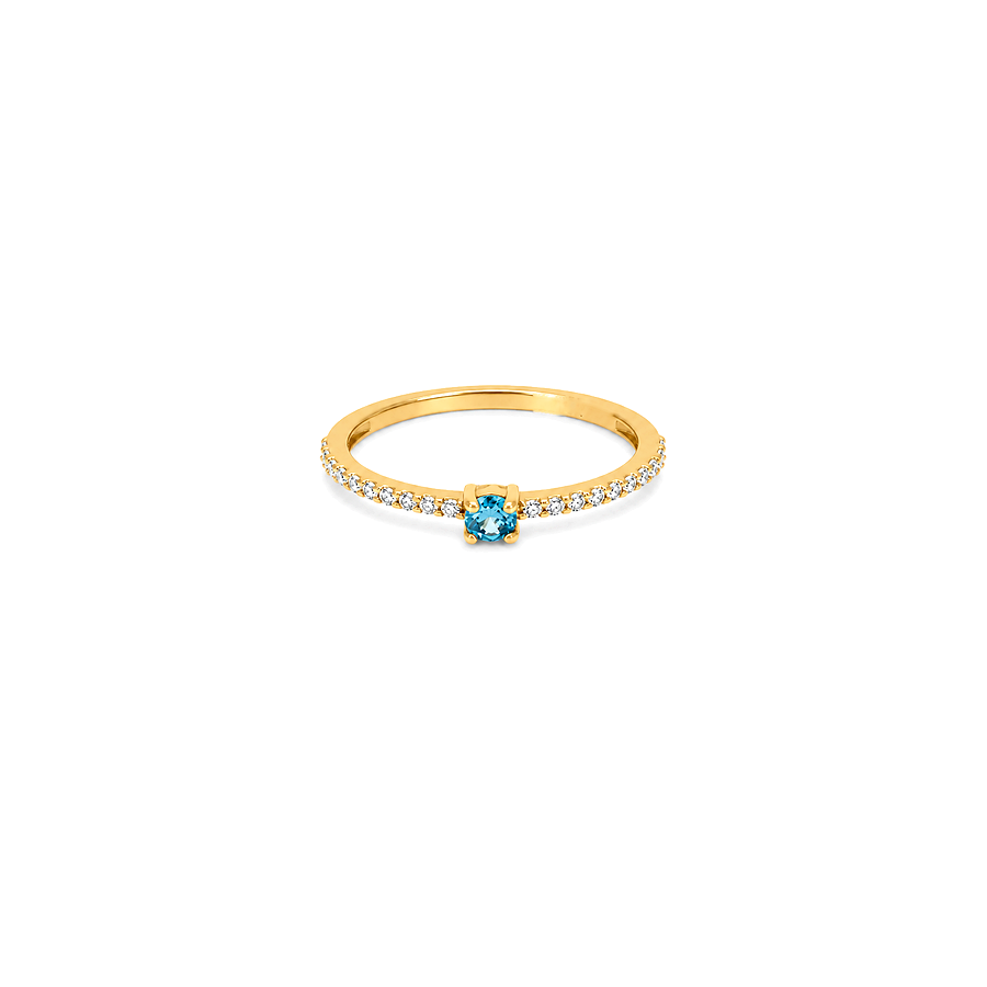 18K Gold Ring with Light Blue Stone