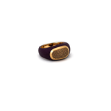 18K Gold Ring with Wide Enamel Stone Embellishments Design In Purple