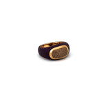 18K Gold Ring with Wide Enamel Stone Embellishments Design In Purple