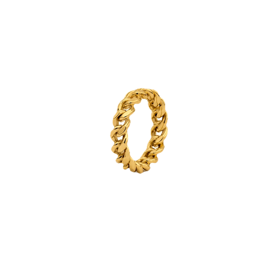 18K Gold Ring with Chain Link Band Design