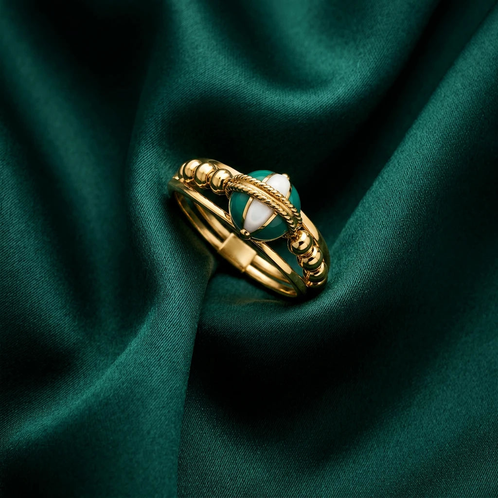 18K Gold Ring with Time Machine Design