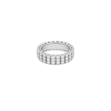 18K White Gold Ring with Sparkling Stones Triple Row Design