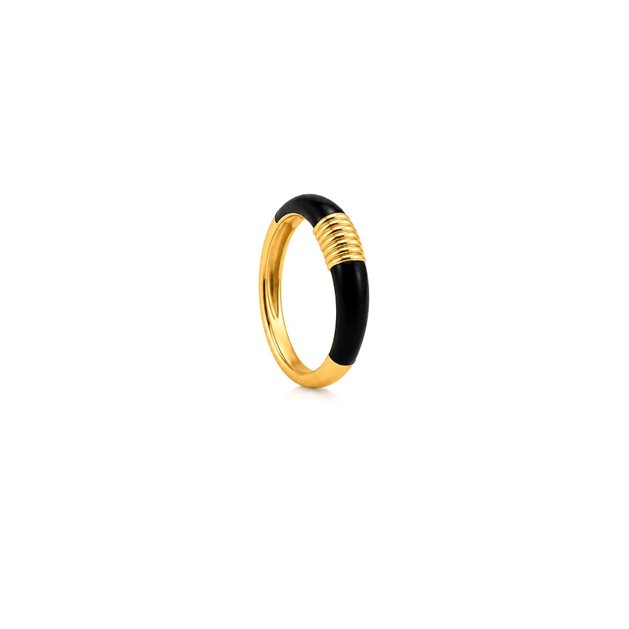 18K Gold Ring with Two-Tone Design