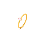 18K Gold Ring with Baguette Pink Topaz Center Stone Design