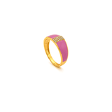 18K Gold Ring with Embellished Stone Design In Colorful