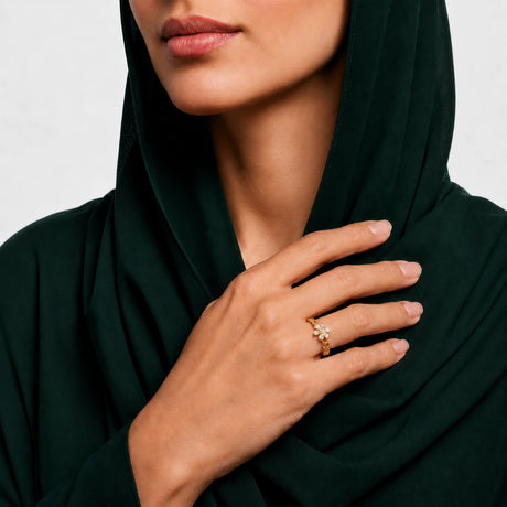 خاتم ذهب عيار 18 ندف الثلج