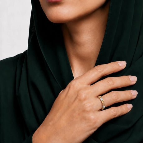 خاتم ذهب عيار 18 صفوف مزدوجة