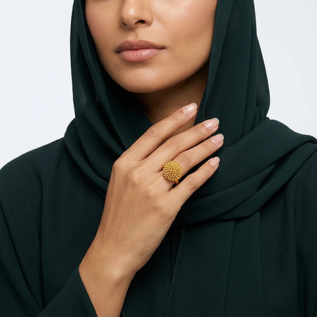 21K Gold Ring with Beaded Dome Design