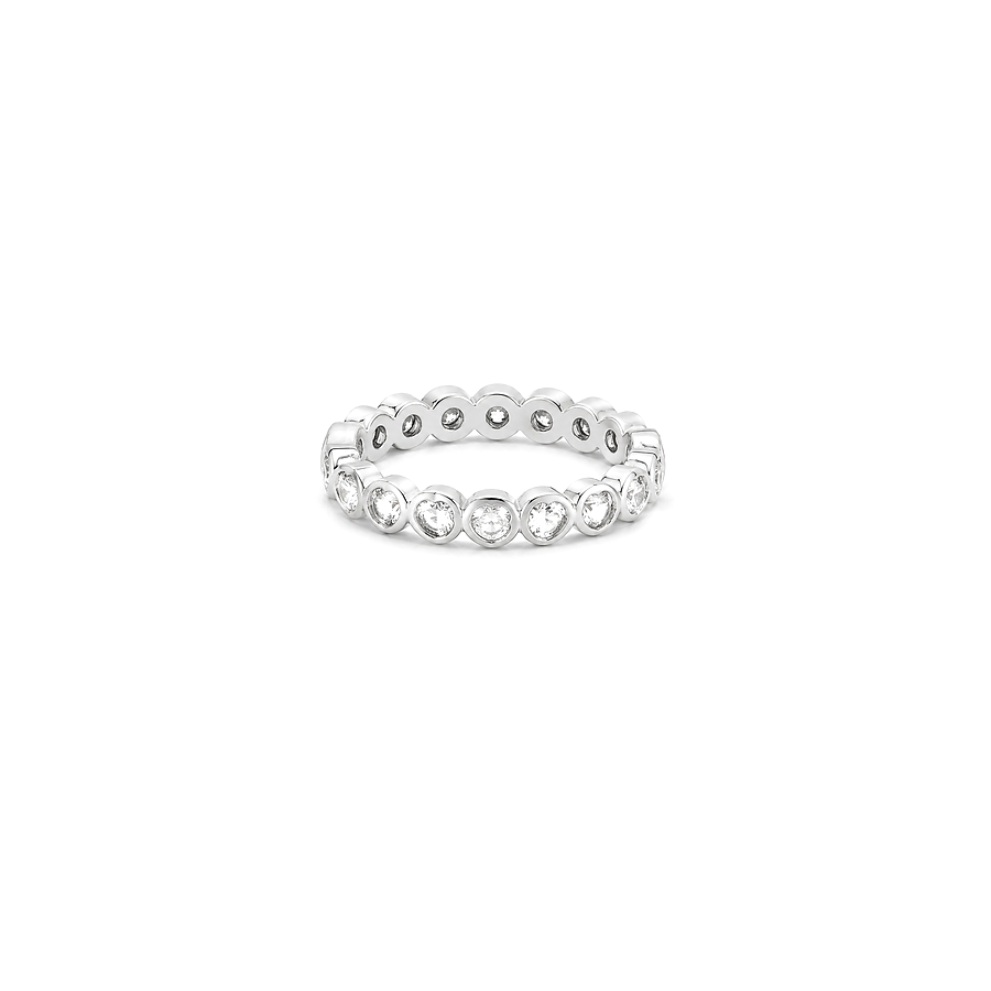 18K White Gold Ring with Gemstones Design