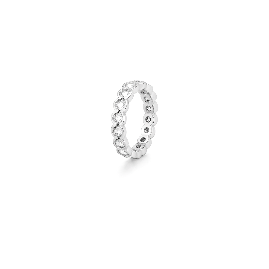 18K White Gold Wedding Band with Paved Sparkling Stones Design