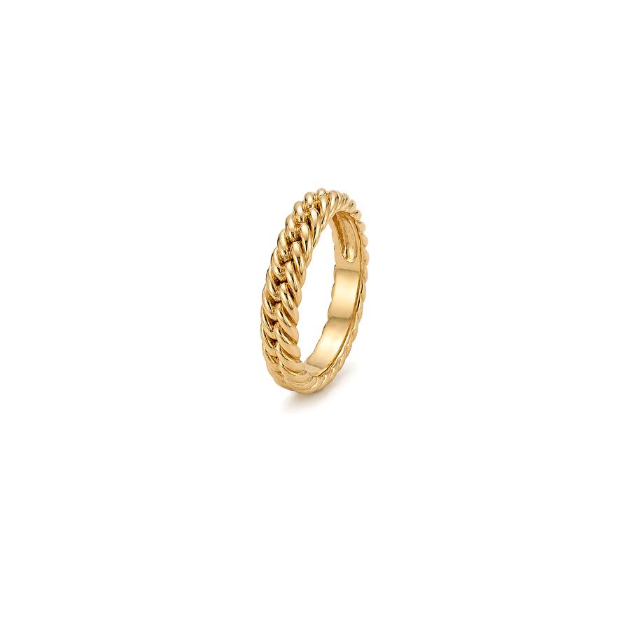 18K Gold Wedding Band with Braided Design