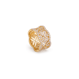 18K Gold Wedding Band with Rosella Shining Gemstones Design