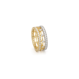 18K Gold Wedding Band with Shining Gemstones Design