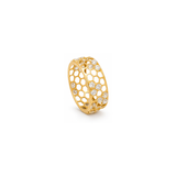 18K Gold Wedding Band with Amorpha Honeycomb Design